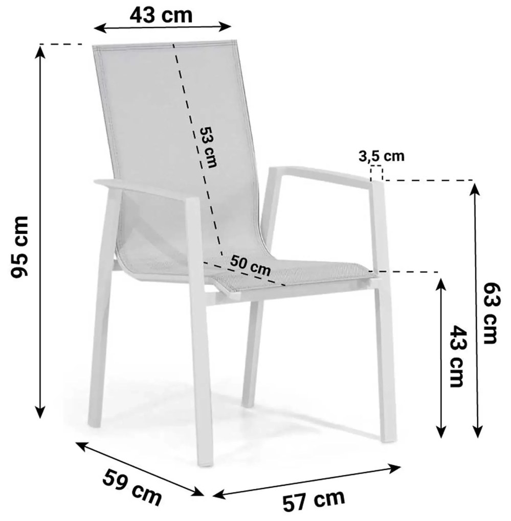 Tuinset Ronde Tuintafel 4 personen 120 cm Aluminium/textileen Wit Lifestyle Garden Furniture Ultimate/Wellington