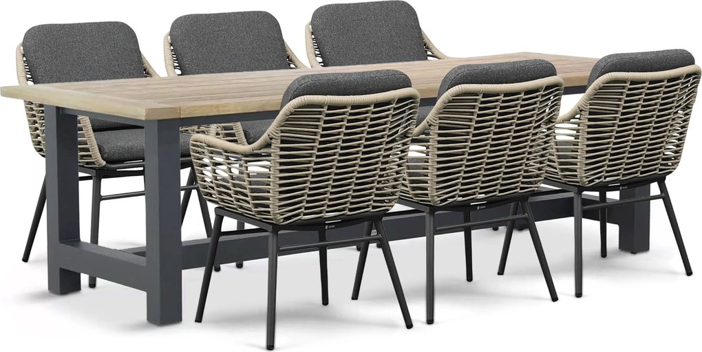 Tuinset 6 personen 260 cm Rope Grijs Coco Antoni/San