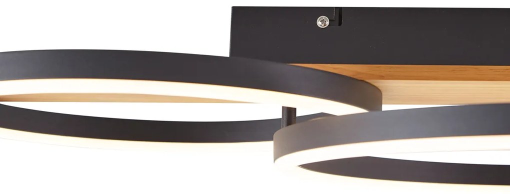 Design plafondlamp zwart rond incl. LED 3-staps dimbaar - Nimue