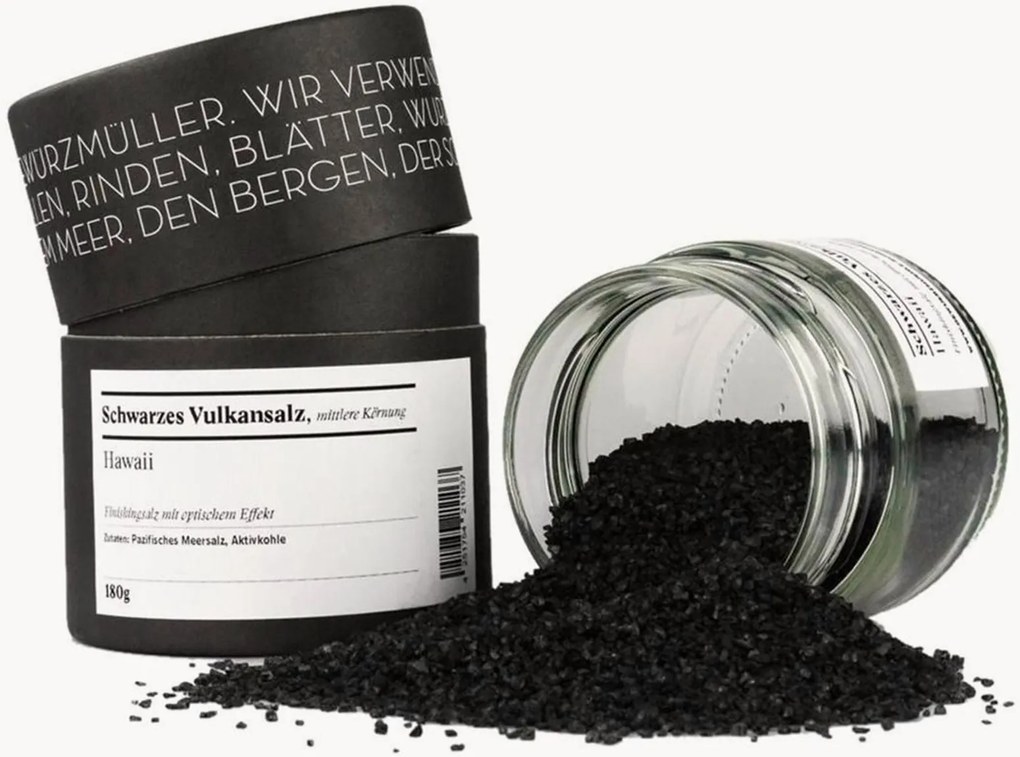 Zwart vulkaanzout, middelgrote korrel