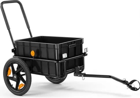 VEVOR Fietsaanhanger/vrachtwagen 2-in-1 handkar met koppeling 45 kg, koolstofstaal en 600D Oxford, met regenhoes, dissel en 6 reflectoren, voor wielen van 22-28 inch, fietskar voor transport