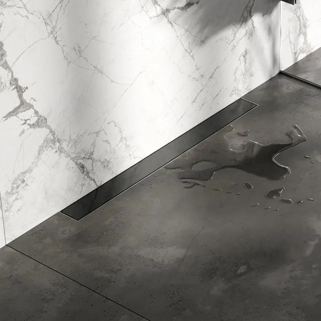 Brauer Douchegoot - 70x7.5cm - muurflens - tegelinlegrooster omkeerbaar - RVS - geborsteld gunmetal DR-MRFW70GM