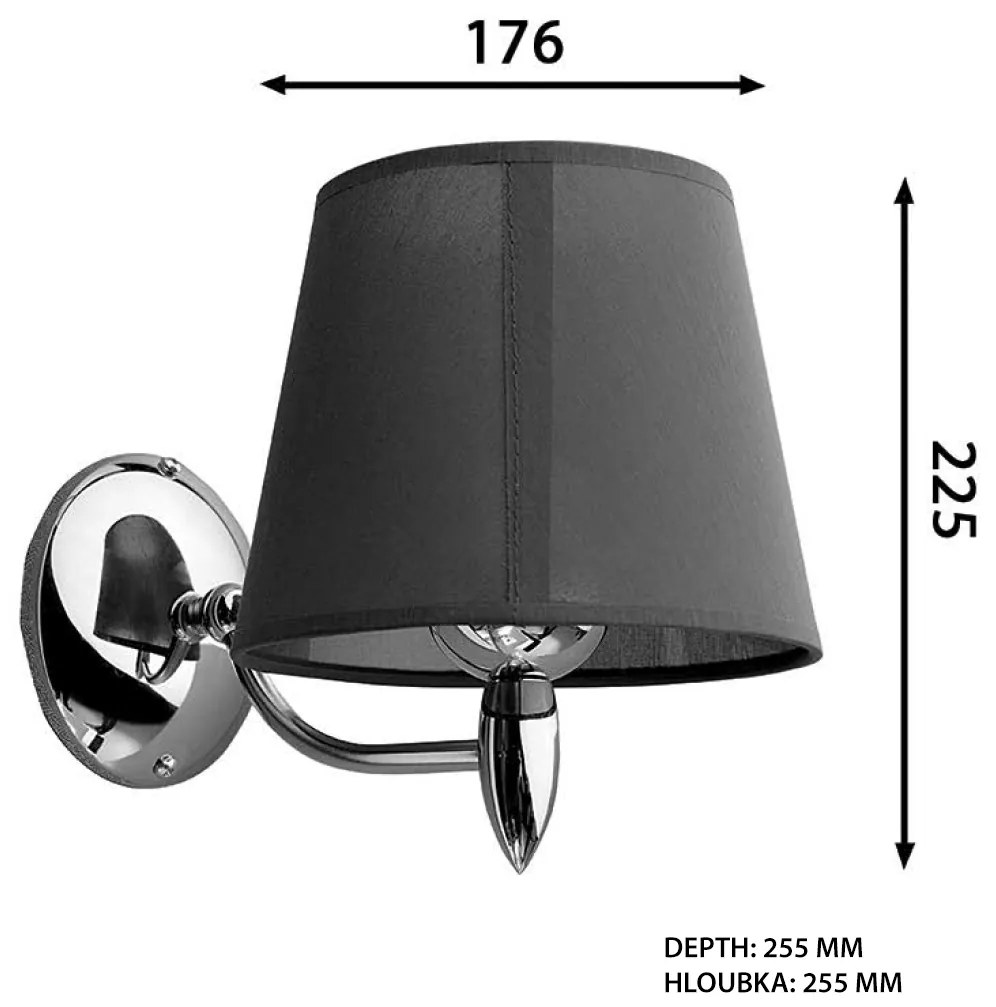 Sapho Hanbe wandlamp met kap E27 60W chroom