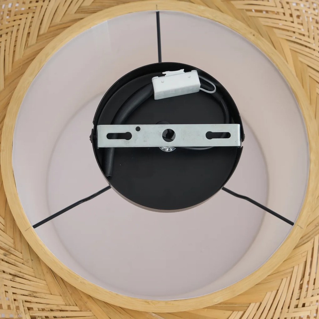 Japandi plafondlamp bamboe met witte binnenkant - Liva