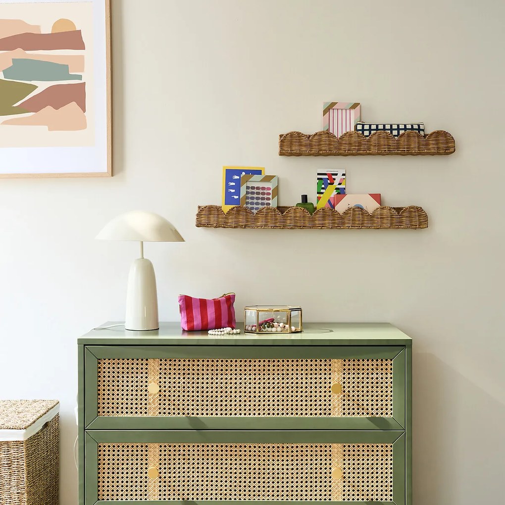 Set van 2 geschulpte rotan planken, Farito