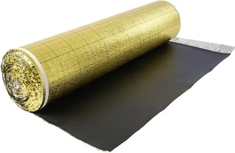 VEVOR Contactgeluidsisolatie, 18,6 m²/rol, 3-in-1 3 mm dikke isolatieonderlaag met kleefband en dampremmende laag, IXPE-schuim met gouden PE, geluidsisolatie en geluidsreductie, voor laminaatvloeren