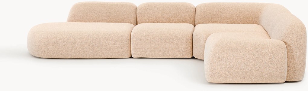 Modulaire bouclé XL hoekbank Wolke met chaise longue
