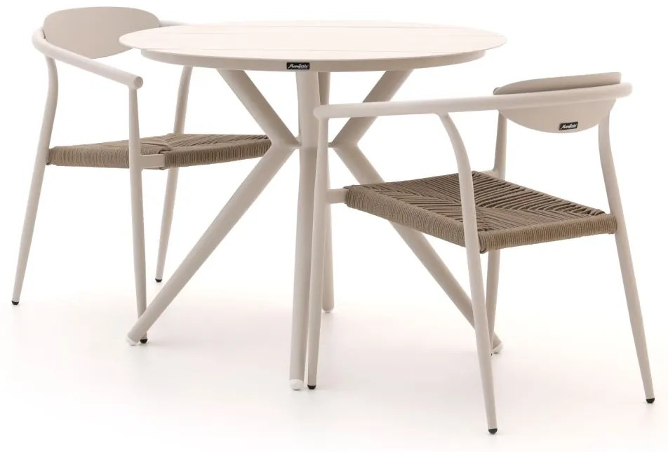 Diningset Manifesto  | 2 personen aluminium | Tuinset stapelbaar | 3-delig | Kees Smit Tuinmeubelen