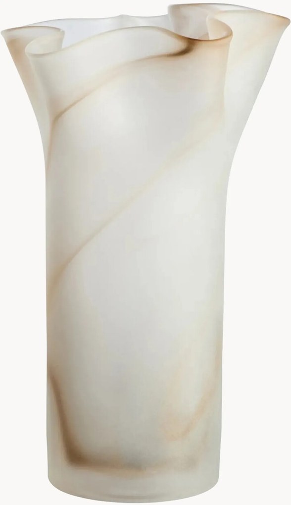 Geribbelde glazen vaas Galene, H 32 cm