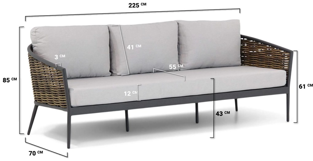 Stoel en Bank Loungeset 5 personen Aluminium Grijs  Coco Coco Palm