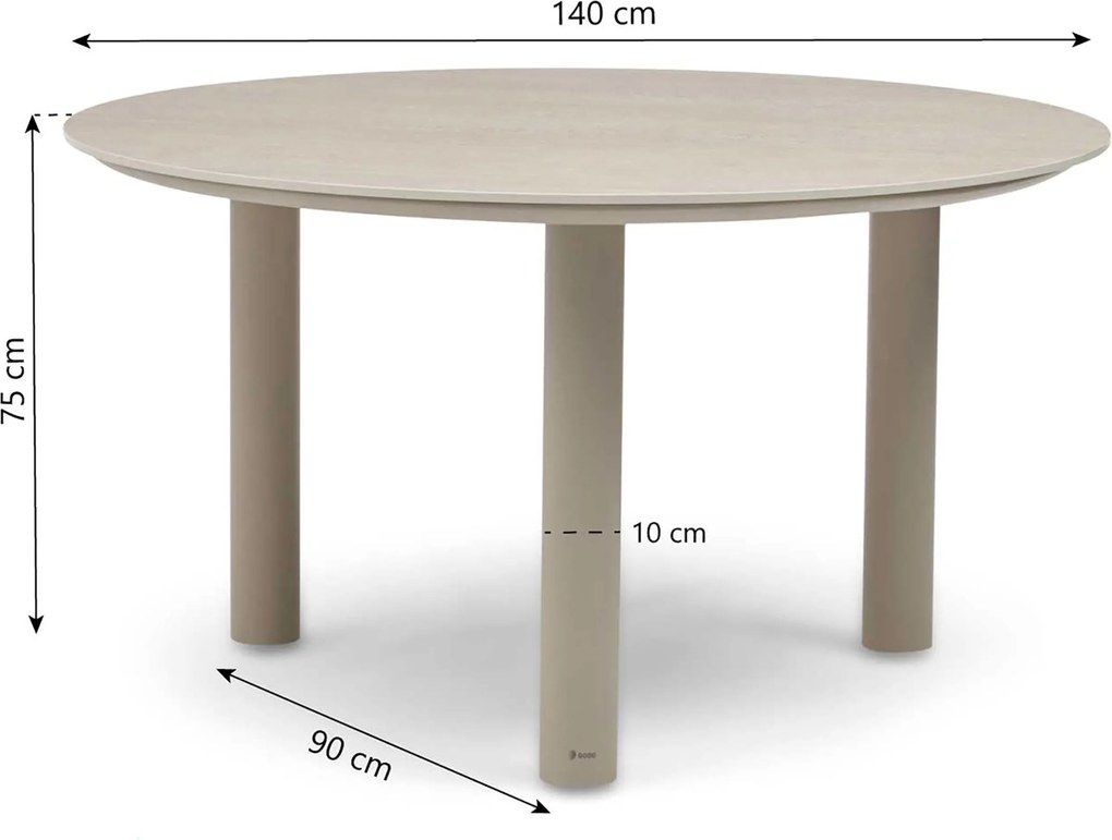 Dining Tuintafel rond 140 cm Zand/Beige Trino