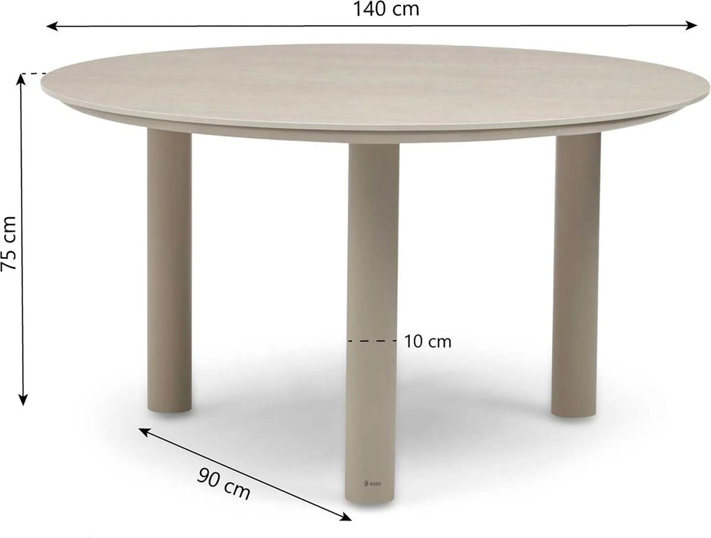 Tuinset Ronde Tuintafel 4 personen Rope Zand/Beige 4 Seasons Outdoor Calma/Trino
