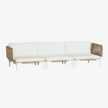 3-delige Modulaire Tuinbank Met 2 Roubly Hoekfauteuils Beige Amandelroos - Sklum