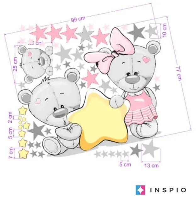 INSPIO Beertjes sticker met sterren in roze kleuren
