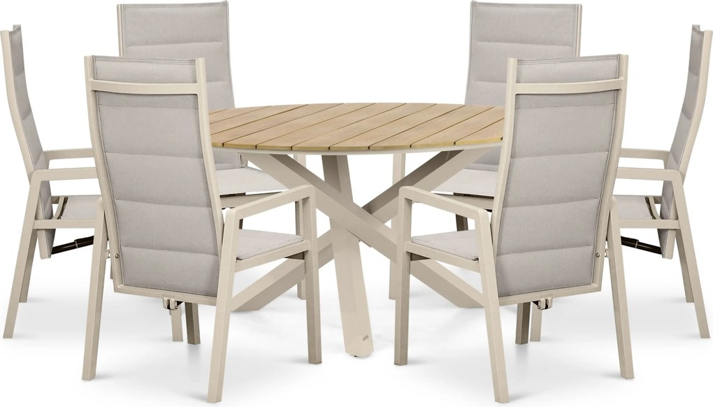 Tuinset 6 personen 150 cm Aluminium Taupe Lifestyle Garden Furniture Essence/Ancona
