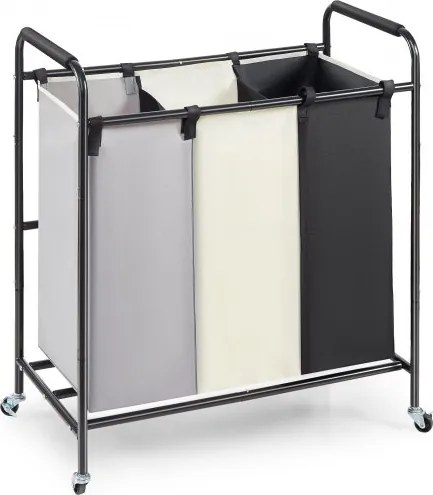 VEVOR 3-delige wasmand, commerciële wassorteerder, wasverzamelaar met een laadvermogen van 15 kg, wasmand van Oxford-stof, wasscheider, oprolbaar, mobiel wassorteersysteem, wascontainer, waskast