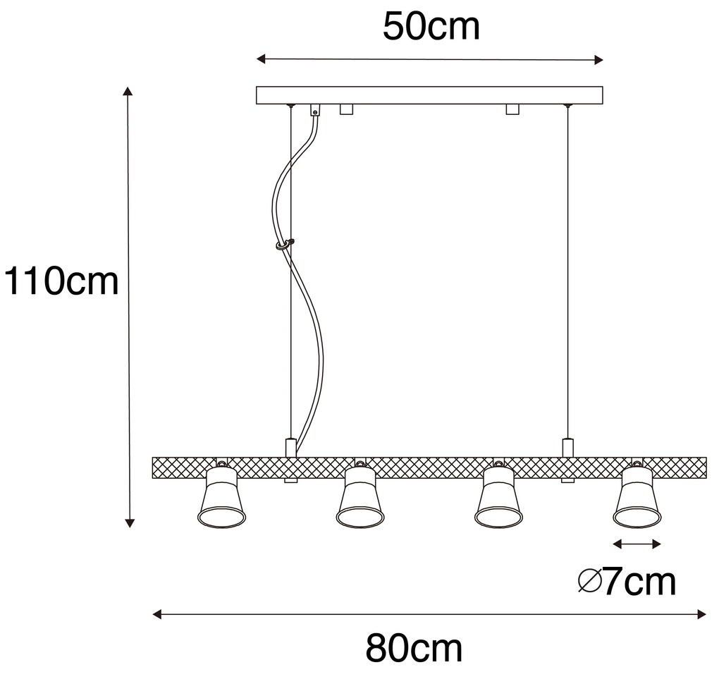 Eettafel / Eetkamer Landelijke hanglamp zwart met hout 8-lichts - Jelle Landelijk GU10 Binnenverlichting Lamp