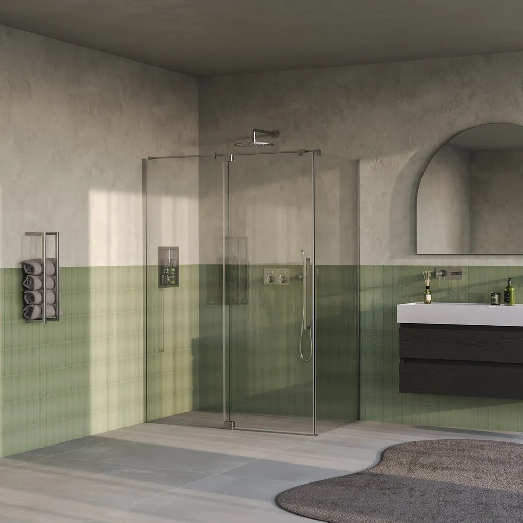 Brauer Stellar douchecabine met draaideur 140x100cm RVS geborsteld PVD