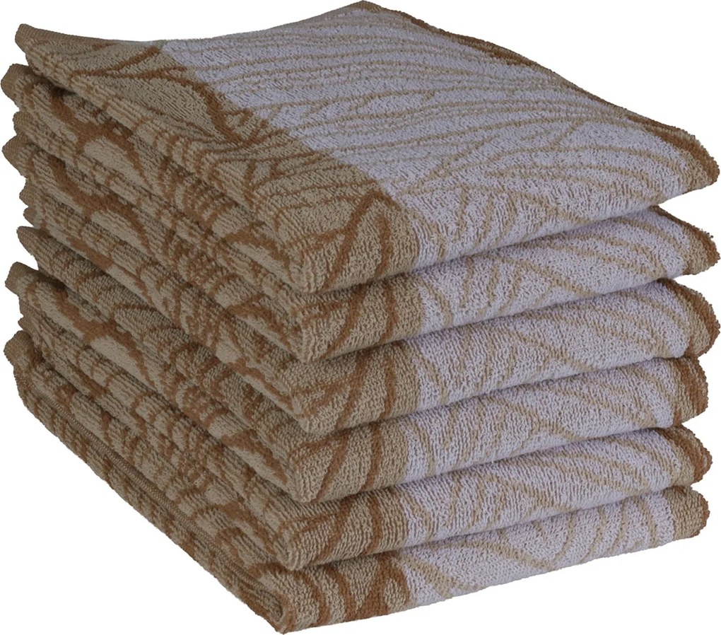 Keukendoek leaves – 6 stuks – 50×50 – lichtbeige