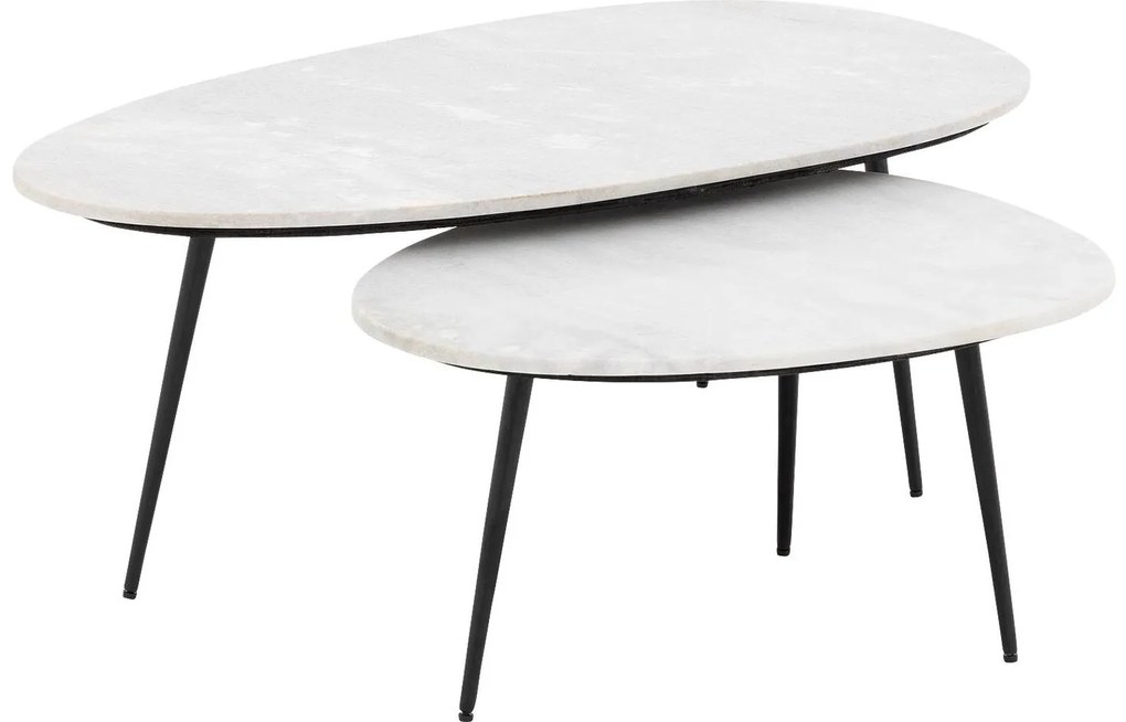 Goossens Salontafel Enzo ovaal, marmer wit, elegant chic, 110 x 40 x 55 cm