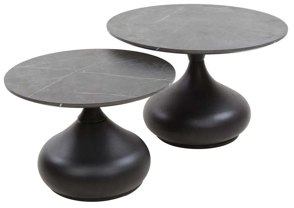 Ronde Salontafelset Keramiek Look - 60 X 60cm.