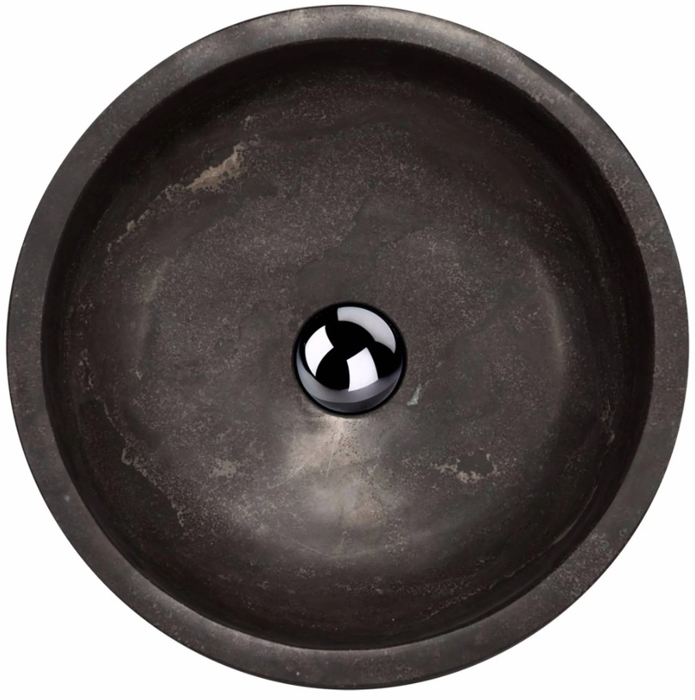 Saqu Nature Collection ronde waskom Ø40cm natuursteen zwart