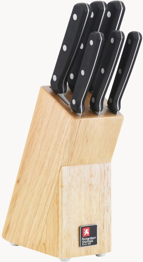 Keukenmessen set Cucina met houten blok, 7-delig