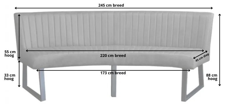 Eetkamerbank - Hengelo - geschikt voor ovale tafel 240 cm - stof Element grijsbruin 05