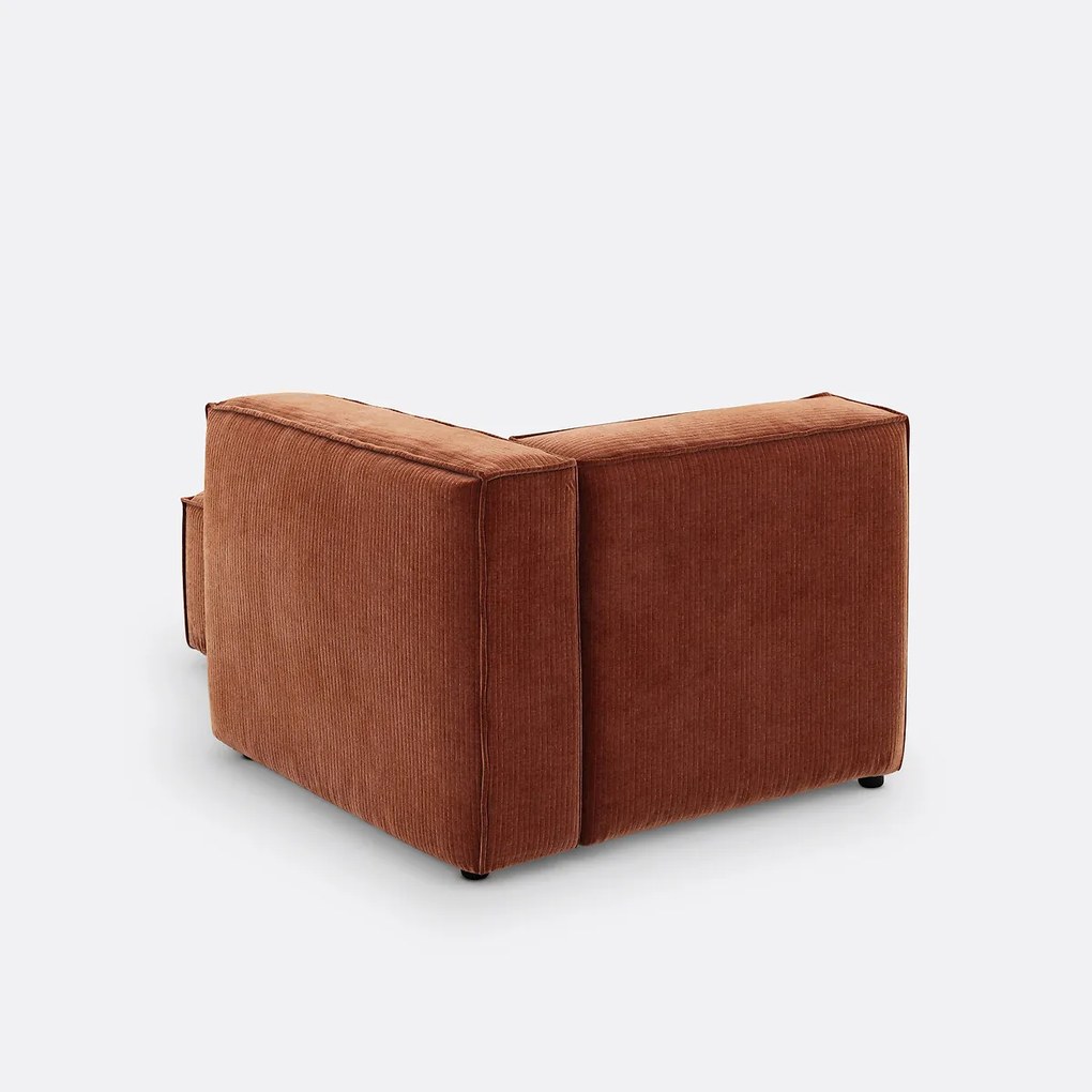 Fauteuil voor modulaire bank, vintage ribfluweel, Seven