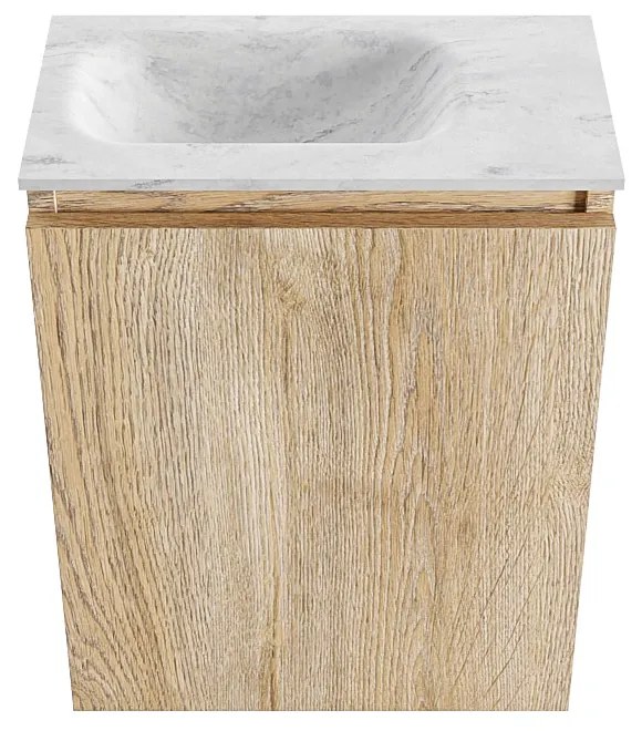 Mondiaz Ture DLux toiletmeubel 40cm washed oak met wastafel opalo links met kraangat