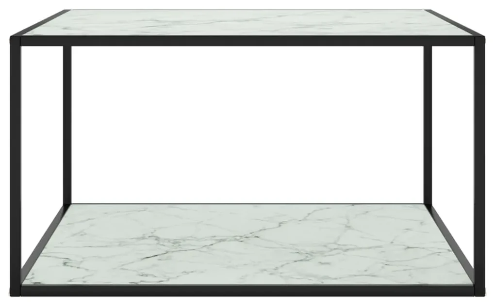 vidaXL Salontafel met wit marmerglas 90x90x50 cm zwart