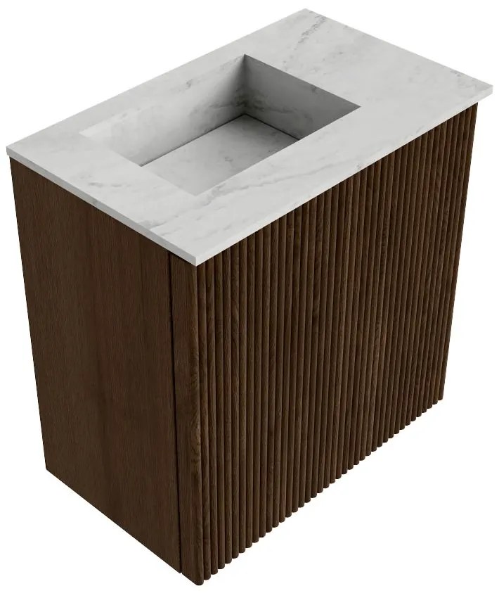 Mondiaz Joya DLux 40cm toiletmeubel walnut met wastafel faye links 1 kraangat opalo