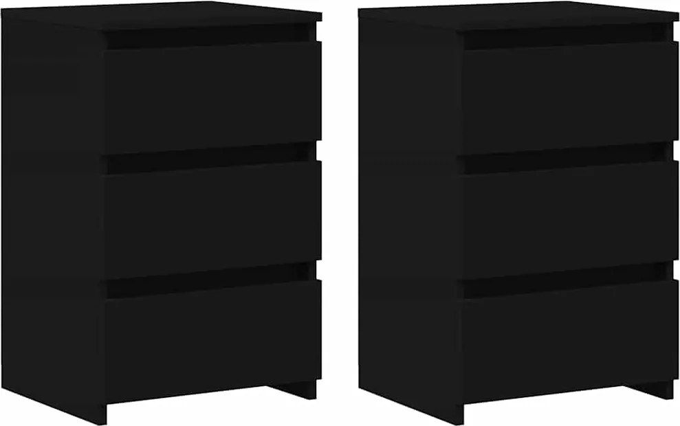 vidaXL Nachtkastjes 2 st 40x35x62,5 cm bewerkt hout zwart