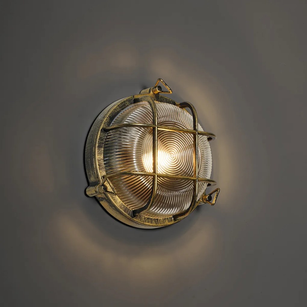 Buiten wand- en plafondlamp antiek goud rond IP44 - Noutica