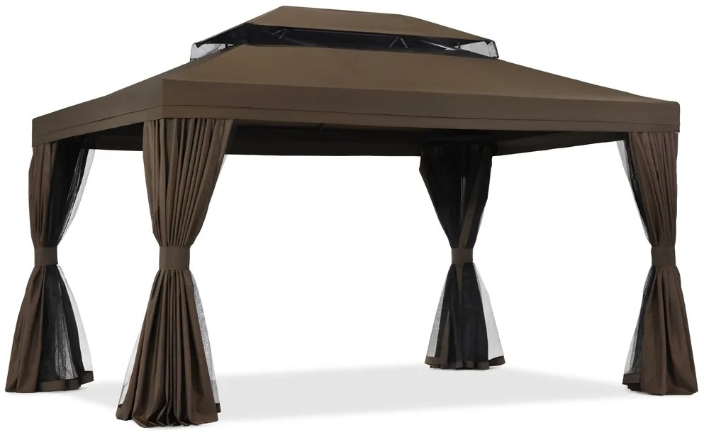Tuinpaviljoen met klamboe en gordijnen Valencia 4x4m bruin Garden Point