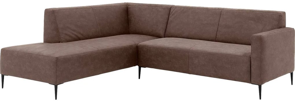 Goossens  Key West bruin, micro leer, 2,5-zits, modern design met ligelement links