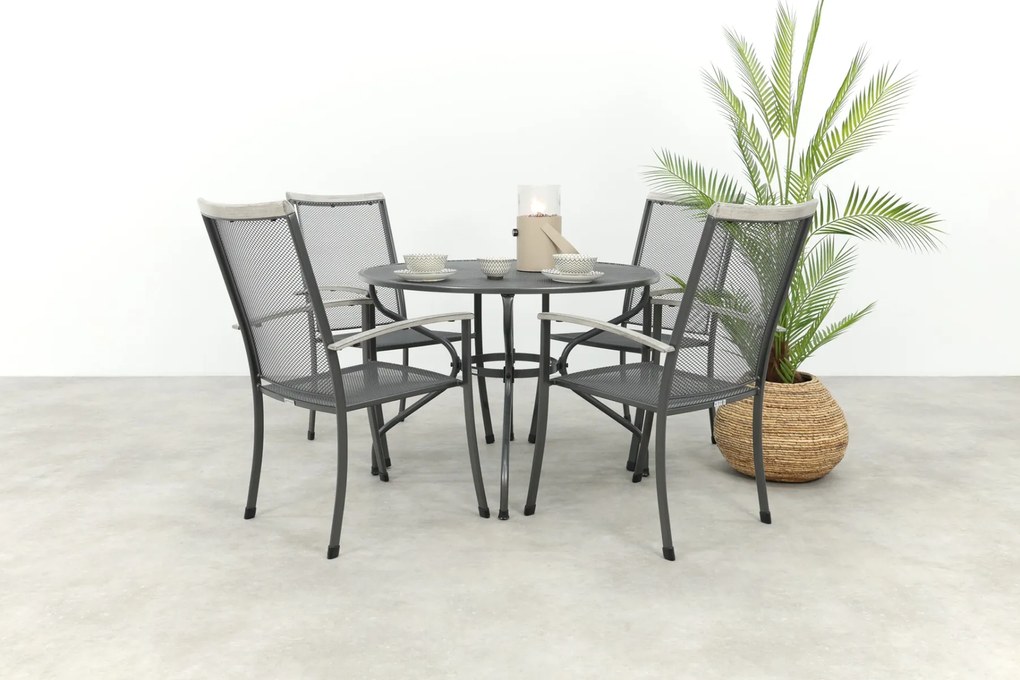 Balero ronde stapelbare bistroset strekmetaal Ø105 cm. - Antraciet