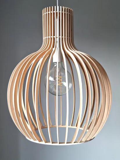Lille Houten Design Hanglamp, E27 Fitting, ?45x54cm, Half Wit