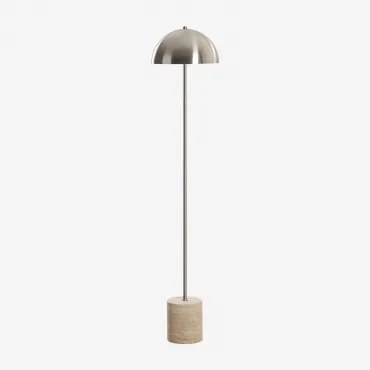 Led Vloerlamp Voor Buiten In Roestvrij Staal En Natuursteen Nicolas Travertine - Sklum