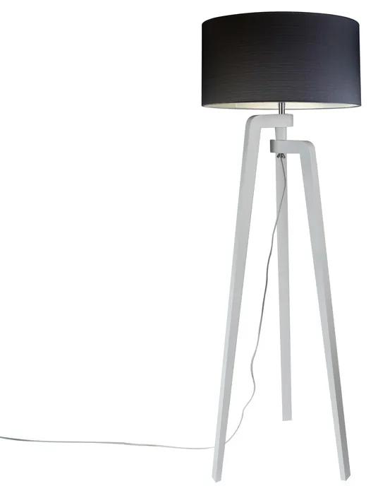 Vloerlamp tripod wit met kap 50 cm zwart - Puros Landelijk / Rustiek, Modern E27 Binnenverlichting Lamp