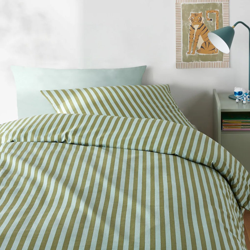 Bedset van 50% gerecycled katoen, Sacha groen