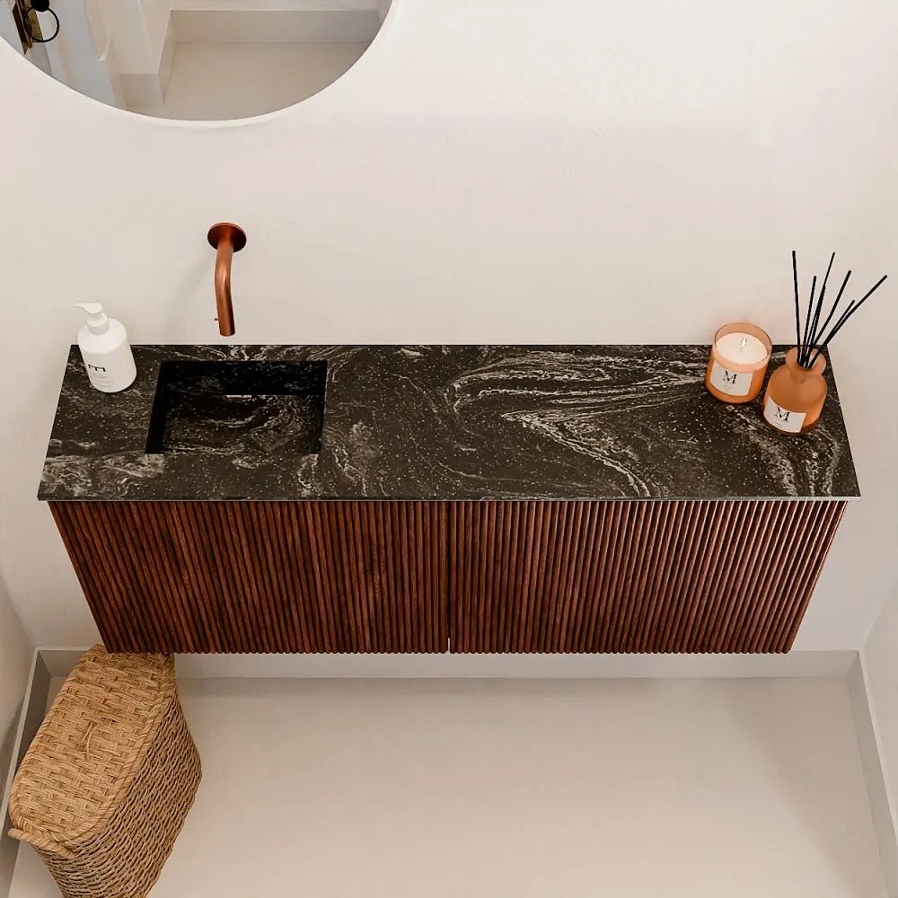 Mondiaz Joya DLux 100cm toiletmeubel ruby met wastafel faye links zonder kraangat lava