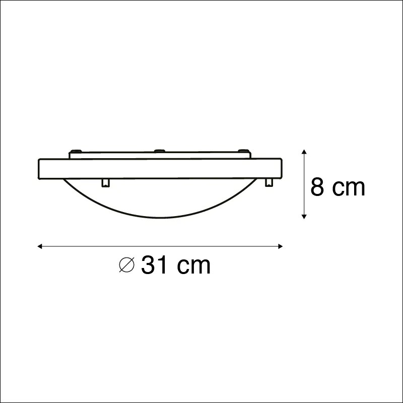 Buitenlamp Moderne plafonnière zwart 31 cm IP44 - Yuma Modern E27 IP44 Buitenverlichting rond Lamp