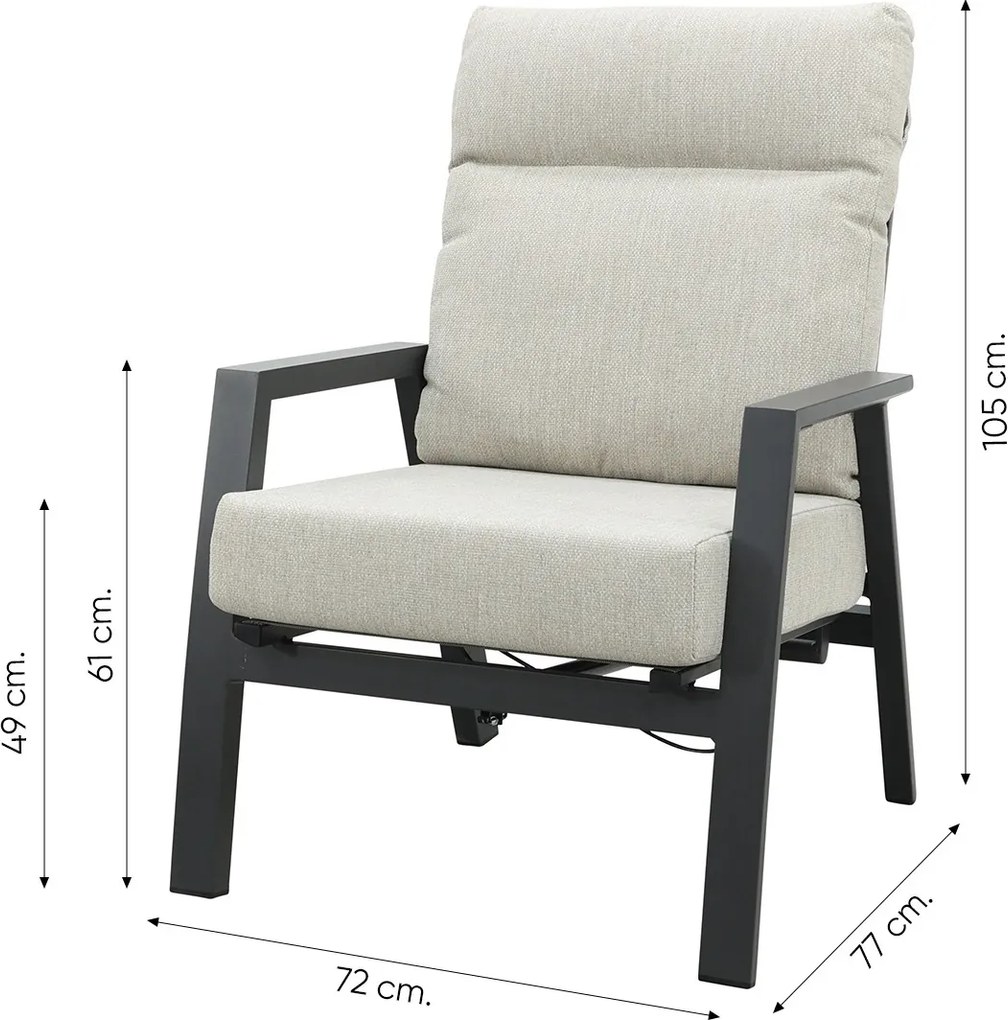 Lagos stoel-bank loungeset 3-delig verstelbaar - Antraciet