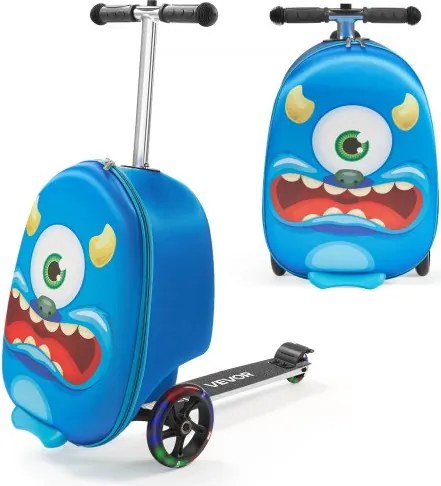 VEVOR Scooterkoffer, 20 liter inhoud, reiskoffer met Flash PU-wielen, TPR antislip handgreep, max. draagvermogen 50 kg, handbagage voor kinderen, voor kinderen vanaf 5 jaar, blauw