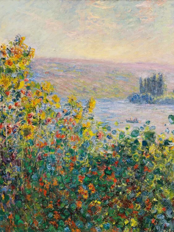 Kunstreproductie Flower Beds in Vétheuil (1881), Claude Monet