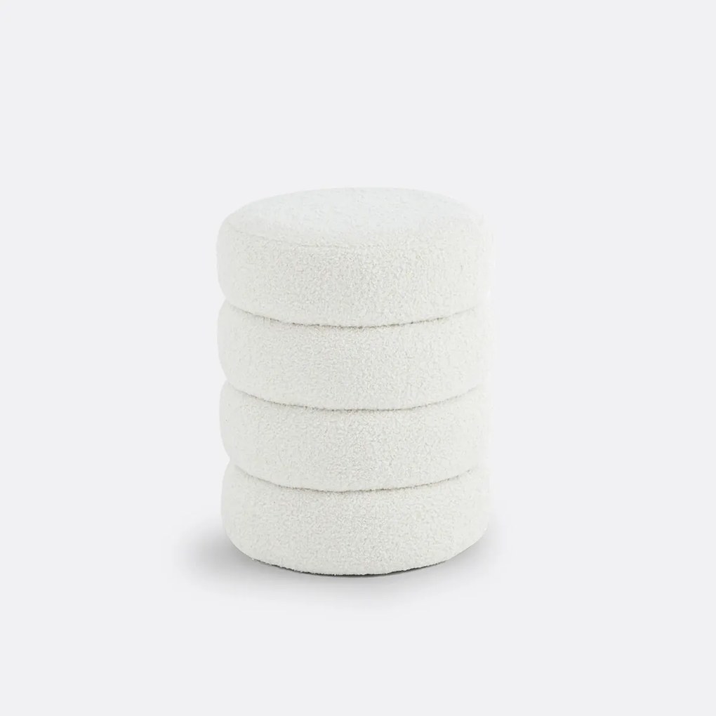 Poef in bouclé stof, Pilou