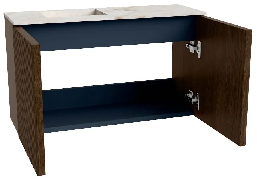 Mondiaz Joya DLux 70cm toiletmeubel walnut met wastafel faye links 1 kraangat frappe