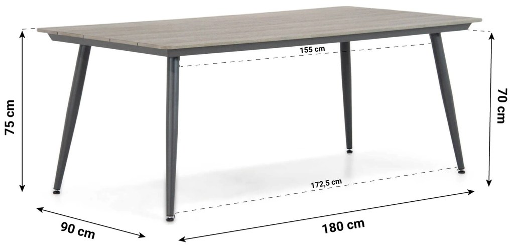 Tuinset 4 personen 180 cm Wicker Taupe Lifestyle Garden Furniture Crossway/Matale