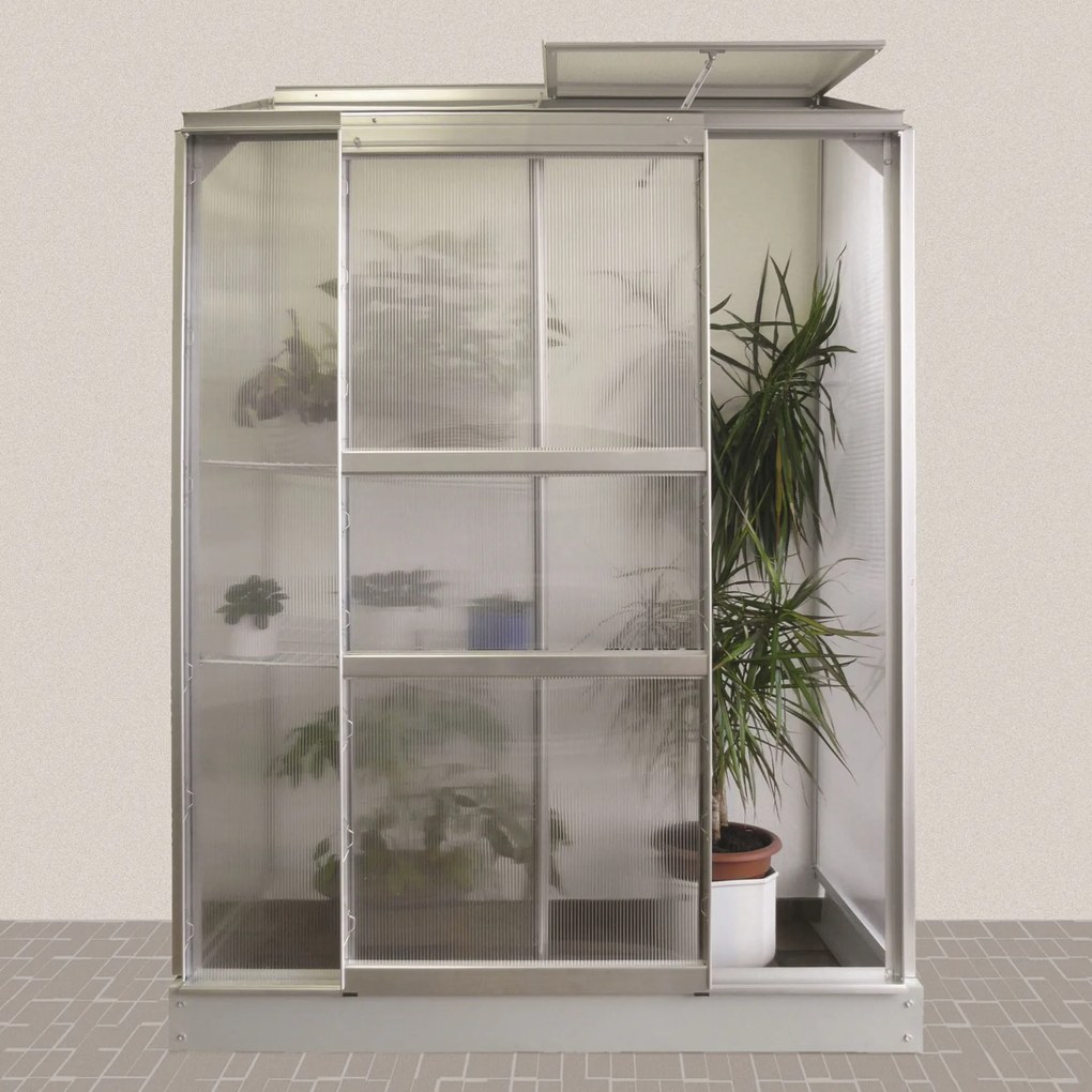 Vitavia Ida muurserre - 0,9m² - met 4 mm polycarbonaat - Aluminium